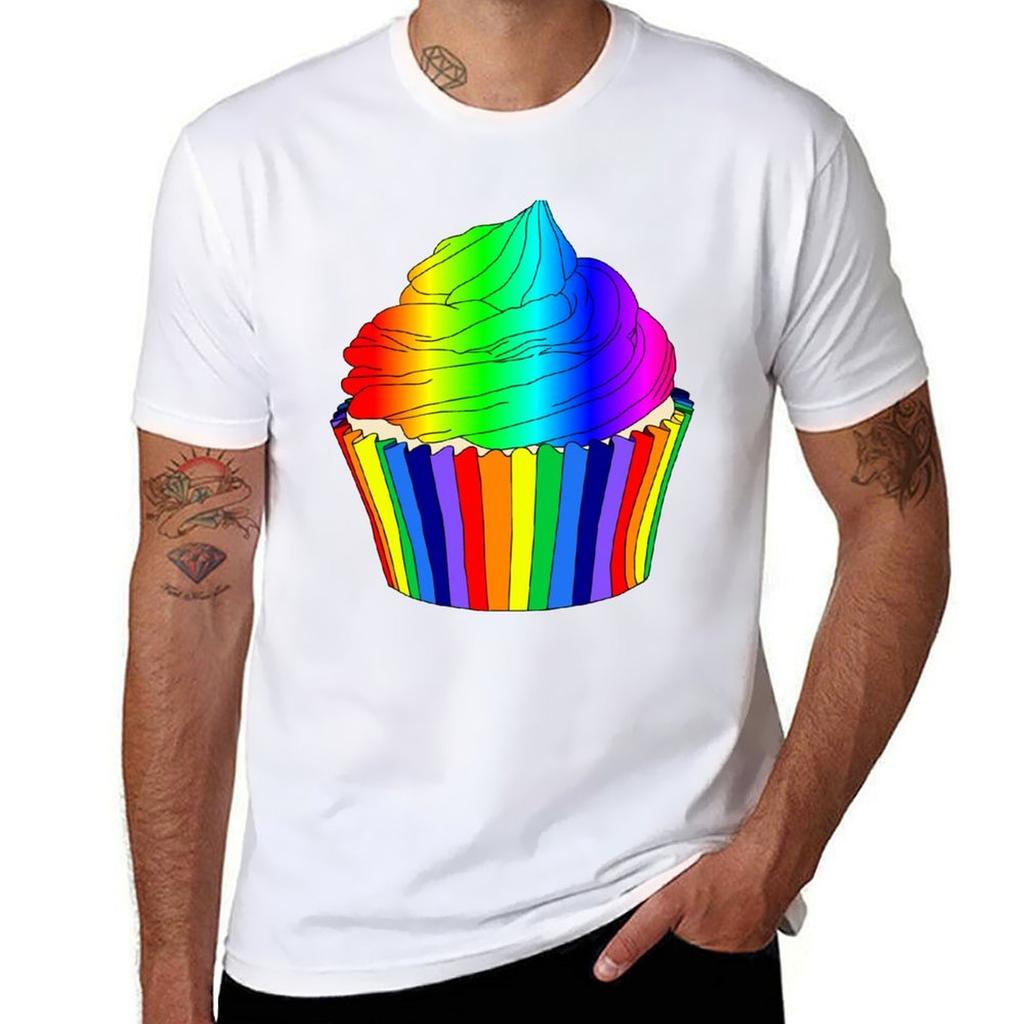 Helles Rainbow Ombre Cupcake T-Shirt Work Outdoor Kurzarm-T-Shirt