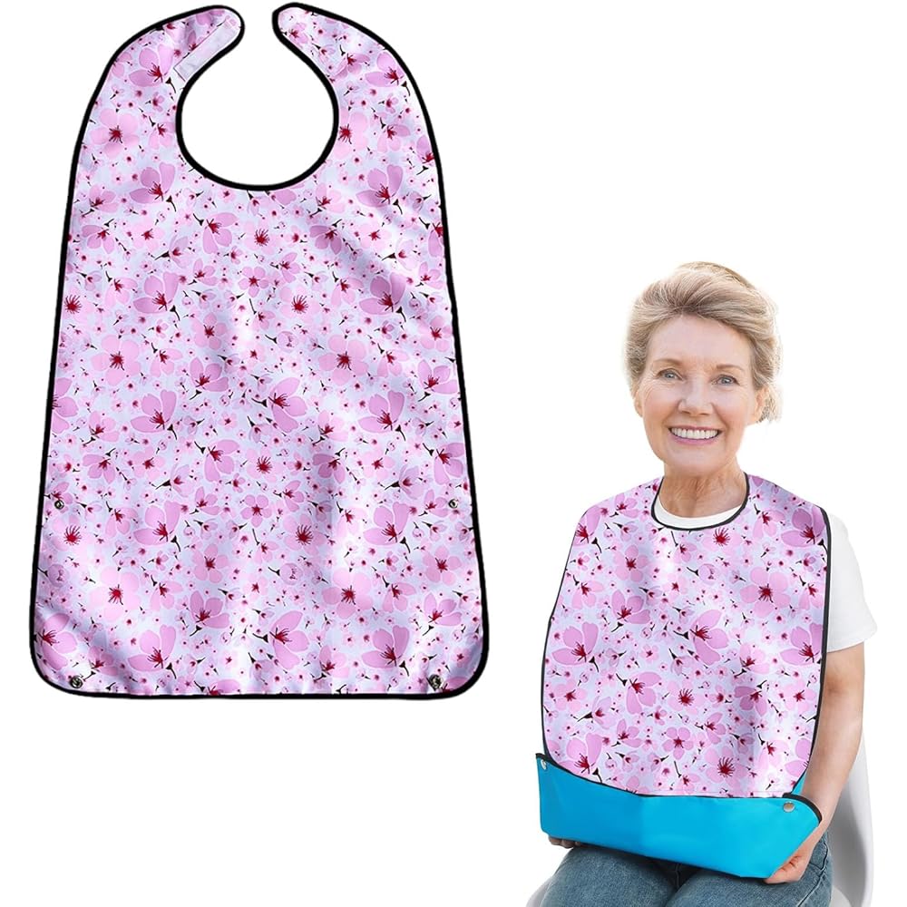 HiLiBoom Nursing Apron, Mealtime Apron, Caregiving Supplies, Waterproof, Stain-Resistant, Durable, 3D Pockets, Easy to Clean, Bib for Adults and Senio