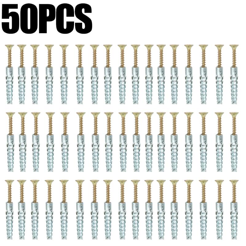 50Pcs 6Mm Expansion Pipe For Hollow Walls Metal Expansion Screws Kit Self Tapping Screws Pipe Drilling Plug Fastener Bolt