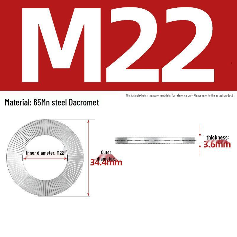 304 Stainless Steel Double Stack Self-Locking Washer with 65Mn Manganese, Anti-Loosening, Double-Sided Tooth Layer