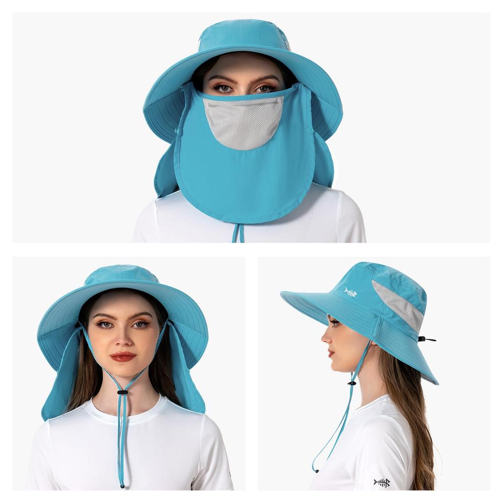 Bassdash Fischerhut Faltbar Omnidirektional Sonnenschutz UV-Schutz Wasserabweisend Outdoor-Hut Unisex [Bassdash] [360° 3WAY] UPF50+ (Hellblau)