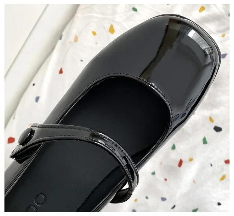 Retro Red Shoes Women Thick Heels Ankle Buckle Lolita Shoes Woman Student French Square Heel Shallow Mouth Single Shoe