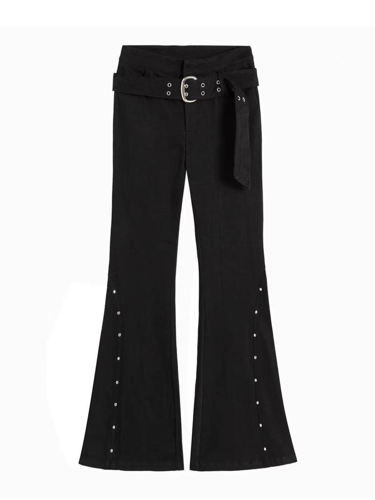 Damen Retro Schlagjeans mit Schnürschlitzen