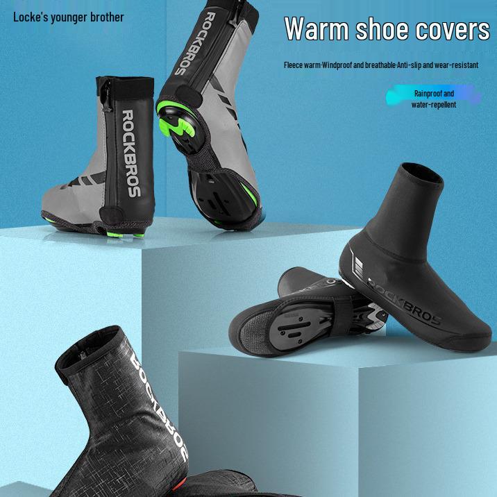 ROCKBROS Waterproof Warm Cycling Overshoes for Road and Mountain Bike Shoes