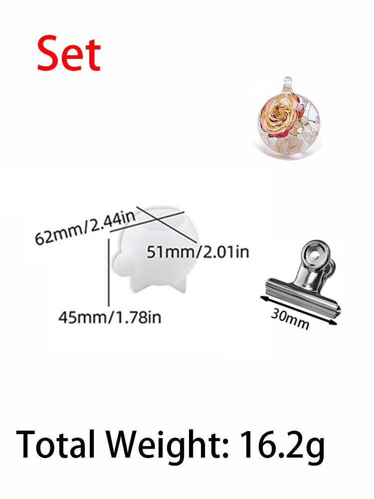 DIY Crystal Epoxy Resin Sphere Mold 3D Multi Size Desktop Ornamental Crafts Making Kit Perforated Ball Hanging Bracket Mirror Si