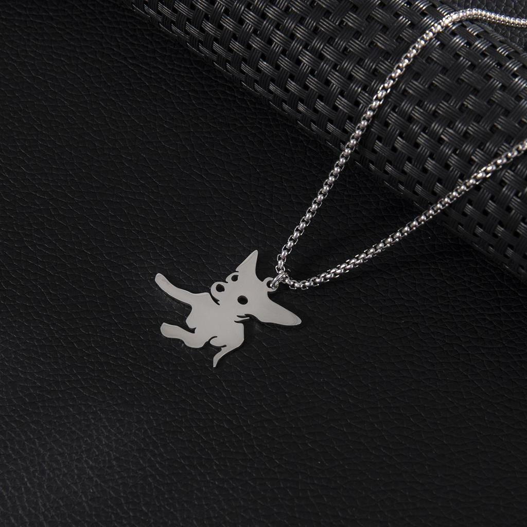 Korean Style Stainless Steel Zodiac Dog Pendant Necklace