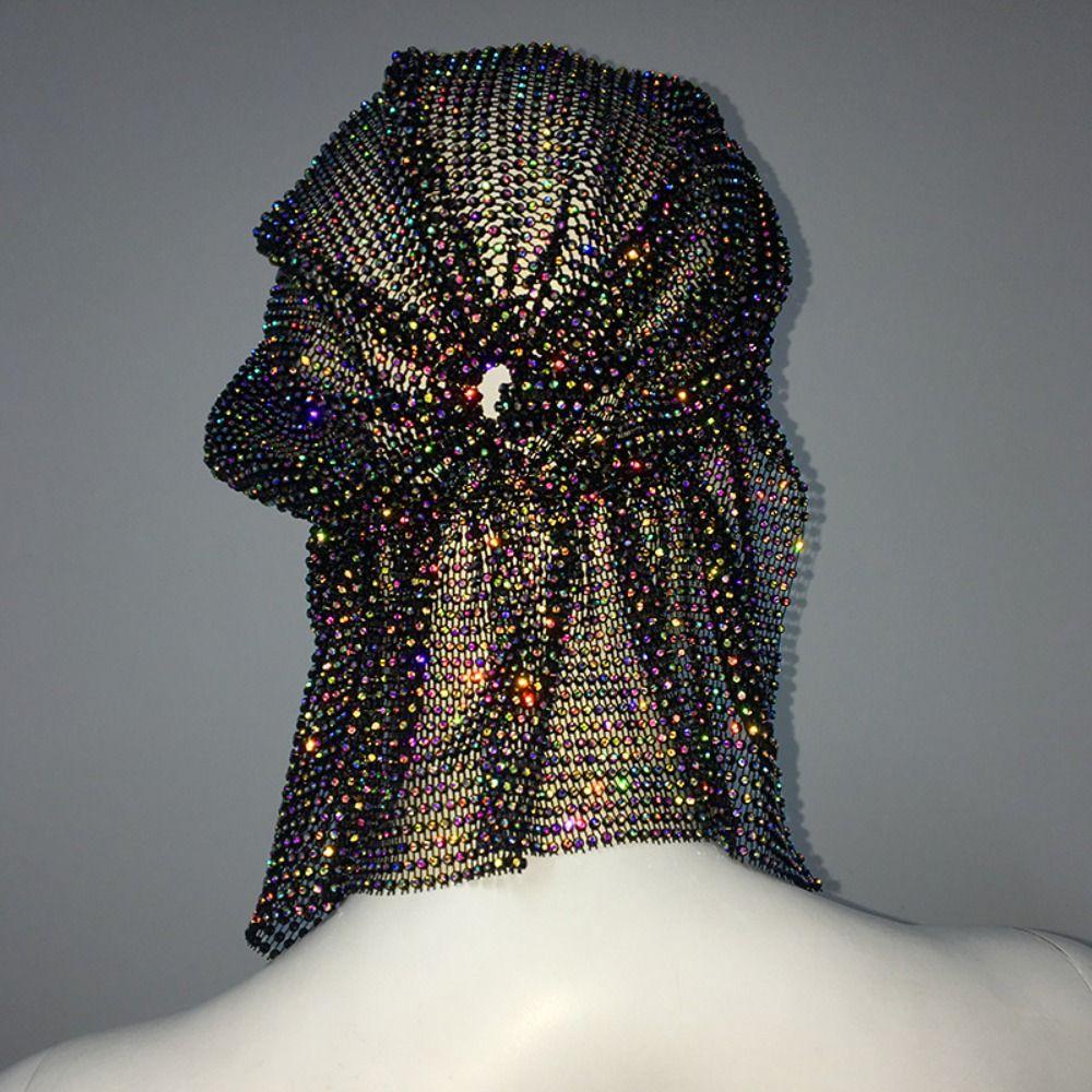 Elegante Bandana Turbante con Strass di Cristallo Vintage Aurora Boreale Fascia per Capelli Scintillante Hip Hop Rete Foulard da Testa Festa