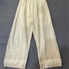 Johnature Mori Render Knöchellange Baumwollhose Sommer Japanische Elastische Taille Patchwork Stickerei Lose Damenhose