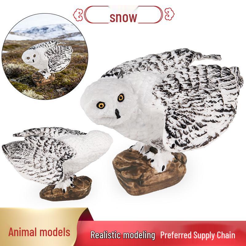 Solid Snowy Owl Animal Model - Children's Educational Toy and Ornament
