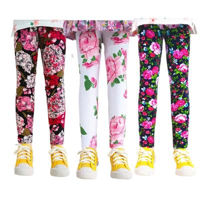 Floral Flor Crianças Meninas Slim Leggings Apertadas Calças de Verão para Crianças Bebês Meninas Roupas