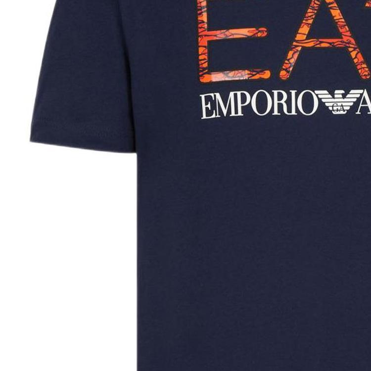 Emporio Armani Ss22 Cotton Solid Color Letter Logo Printed Short Sleeve T-Shirt Men T-Shirts Navy-Blue 3LPT54-PJ02Z-1554