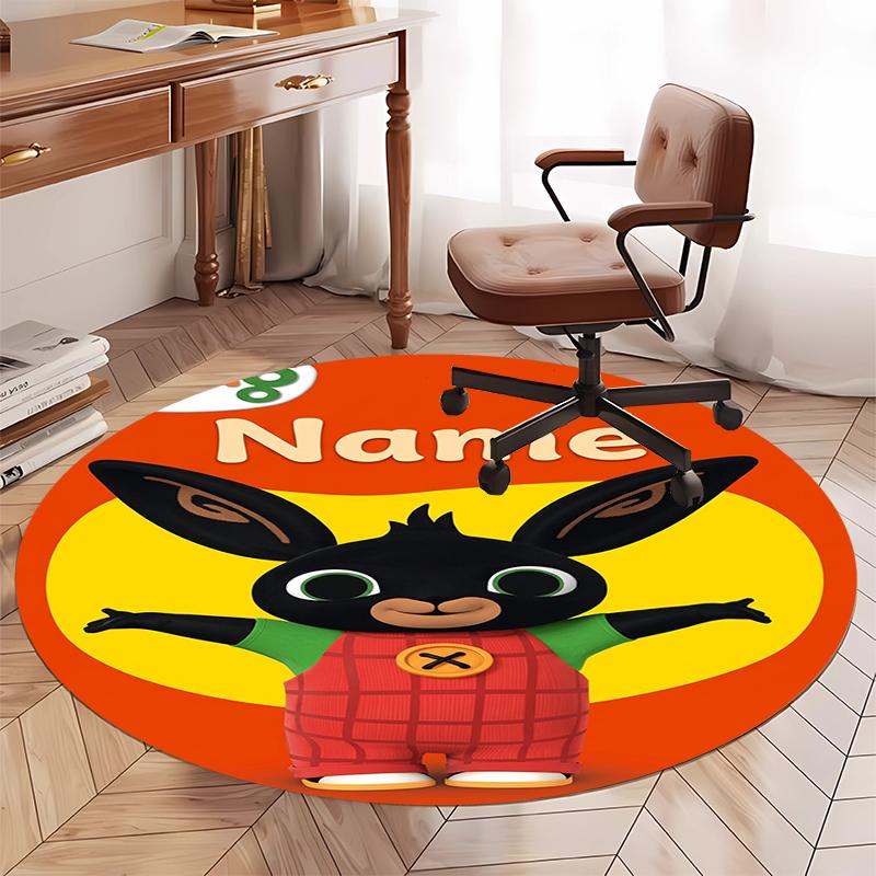 Custom Name Bing Printed Round Rug Carpet Chair Rug Area Rug Entryway Doormats,for Office Chair Living Room Bedroom Kitchen Room.