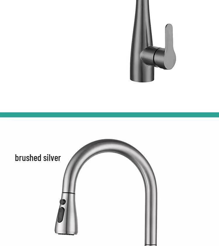 Stainless Steel Telescopic Swan Neck Faucet, Universal Rotation, Hot/Cold Compatible.