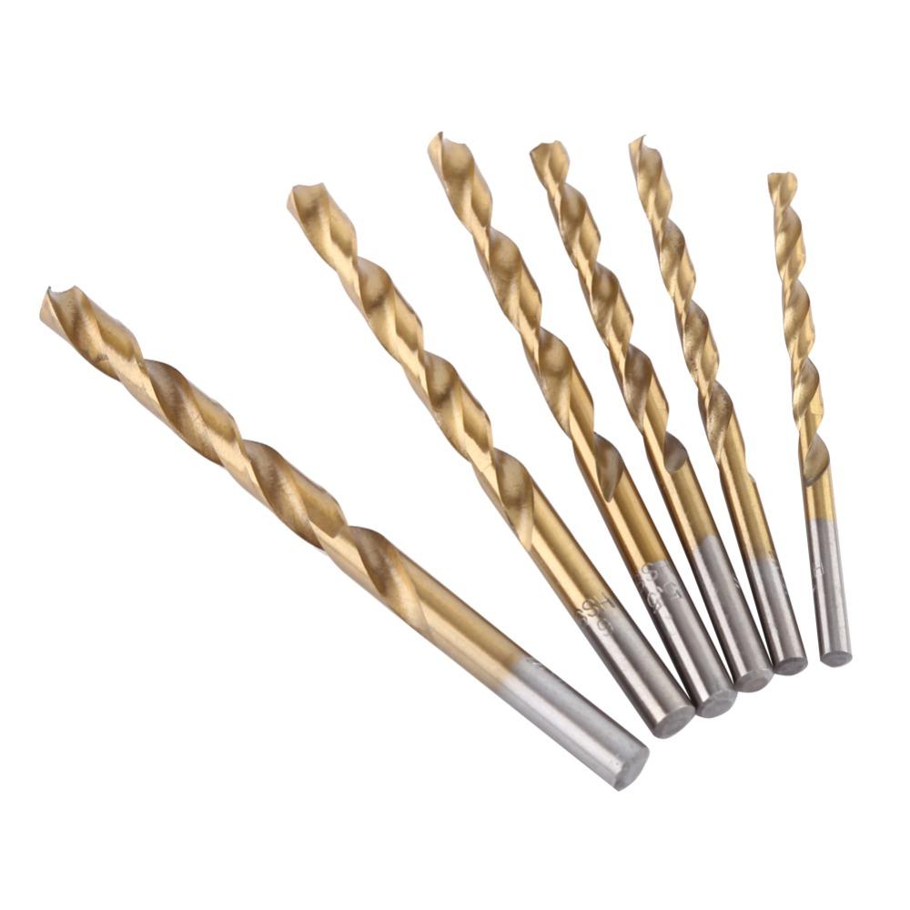 19pcs Anti-Rust Gold Finish High Speed Steel Drill Bits Straight Shank Drill Bits  For Plastic