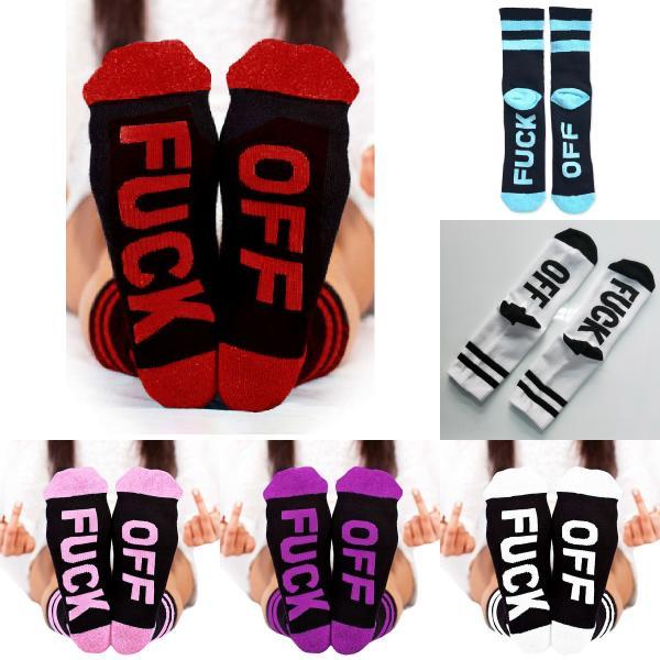 Stylish Unisex Cotton Blend Socks With Bold Lettering Comfortable And Fun Footwear