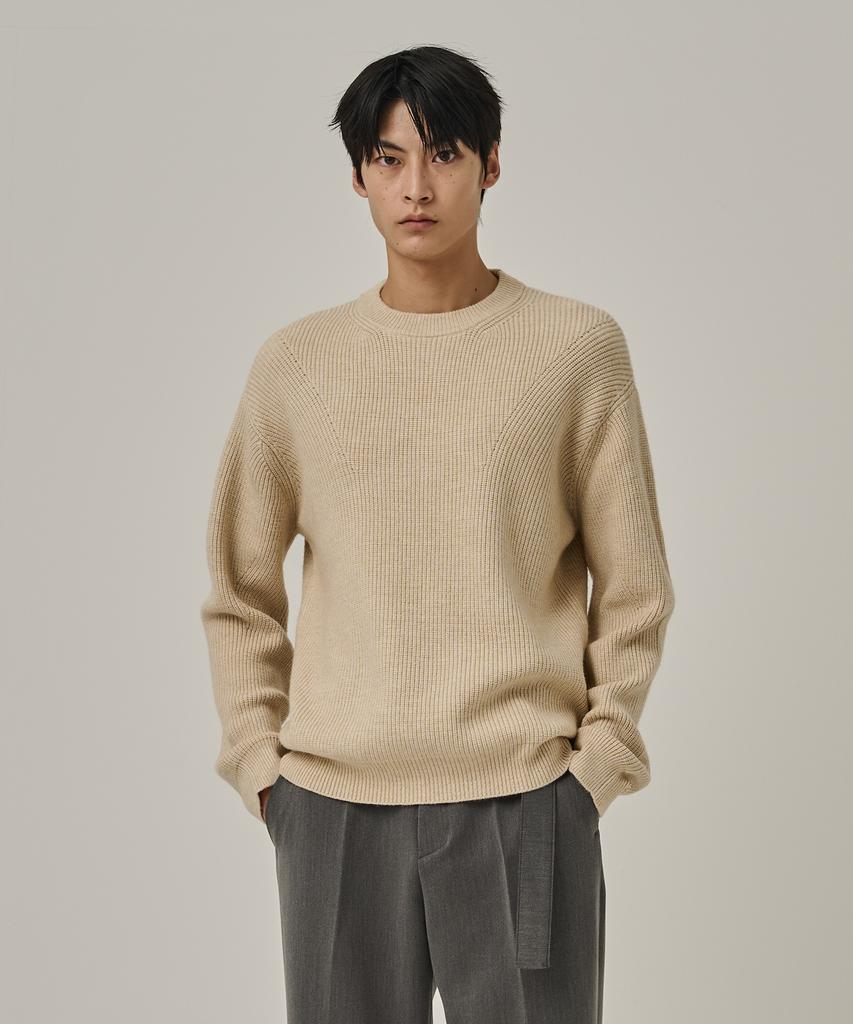 ANALOG MOOD Semi-Overfit Hazzi Daily Round Knit (Oatmeal)
