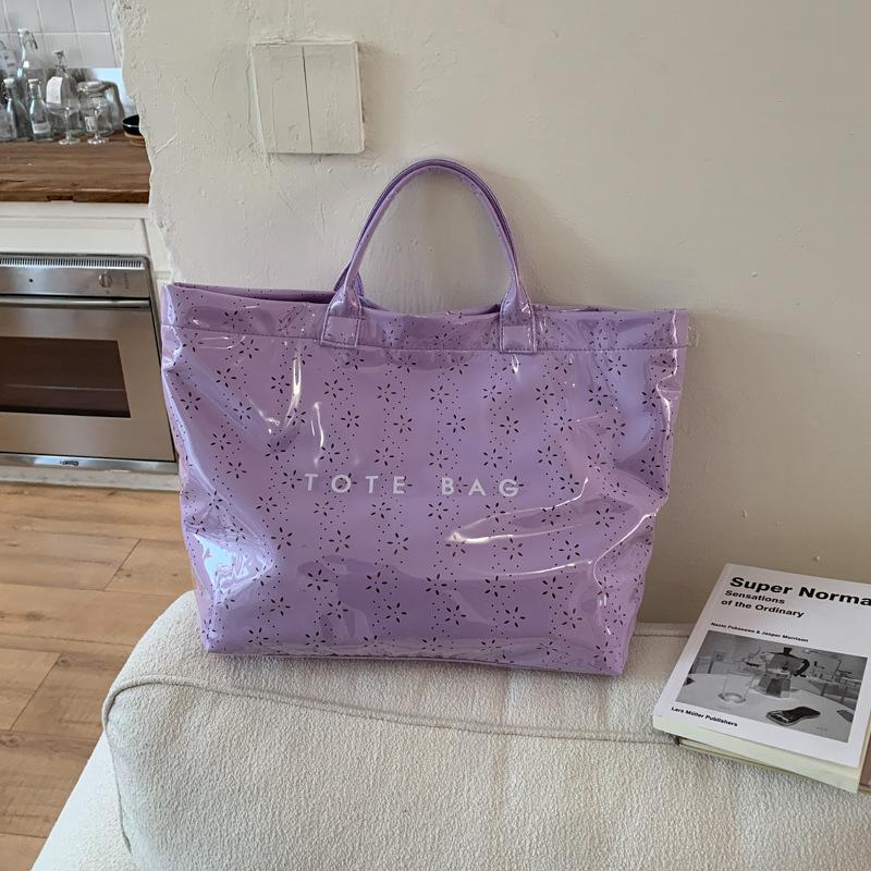 Transparent Pvc Tote Bag Large Capacity Waterproof Floral Pattern Shoulder Bag Lightweight Handbag For Women Work Commut Handbag
