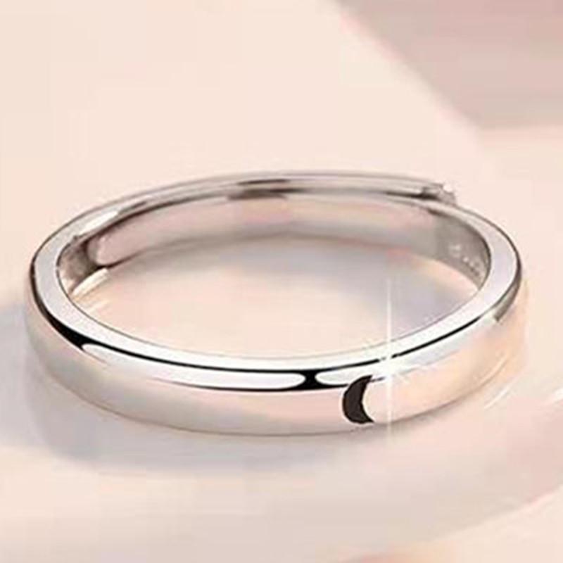 Personalized Mori-Style Sun, Moon  Stars Couple Ring Set Adjustable