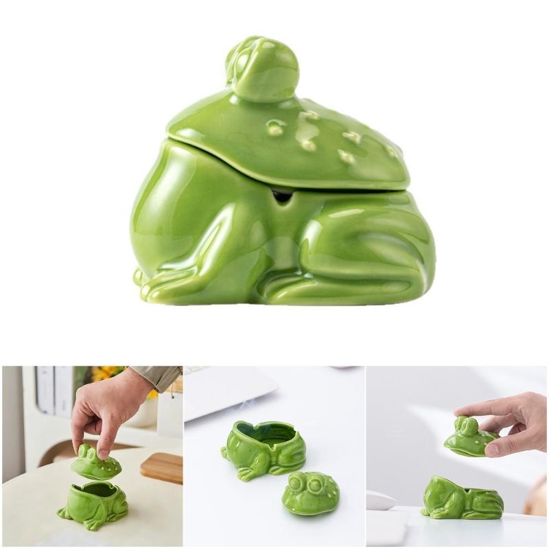 Detachable Frogs Shaped Ashtray Soap Holder for Bar Bathroom Toilet Home Office Hotel Detachable Lid