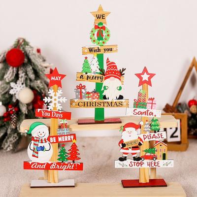 New Wooden Christmas Wooden Ornaments DIY Gifts Snowman Desk Ornaments Merry Christmas Crafts Xmas Decor Christmas