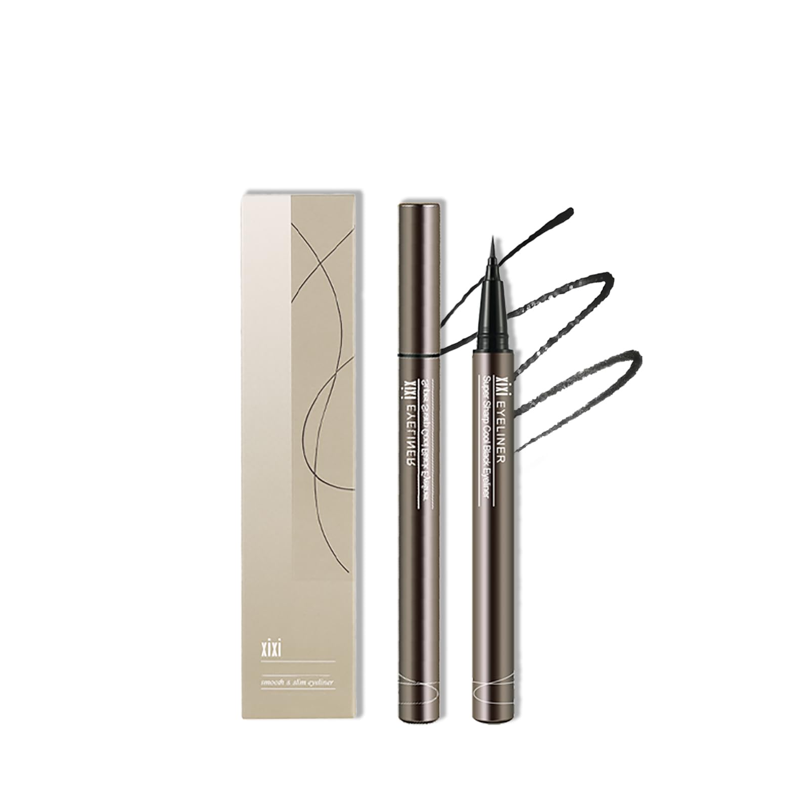 

XIXI BOX Liquid Eyeliner - Ultra-fine brush tip, smooth application, waterproof, smudge-proof, long-lasting, #1 Black