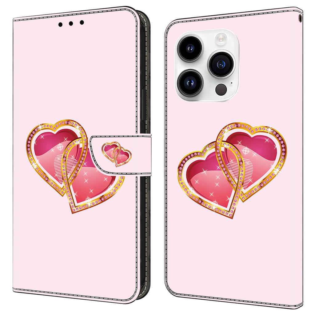 For iPhone 14 Pro Case Pattern PU Leather Flip Phone Cover Wallet