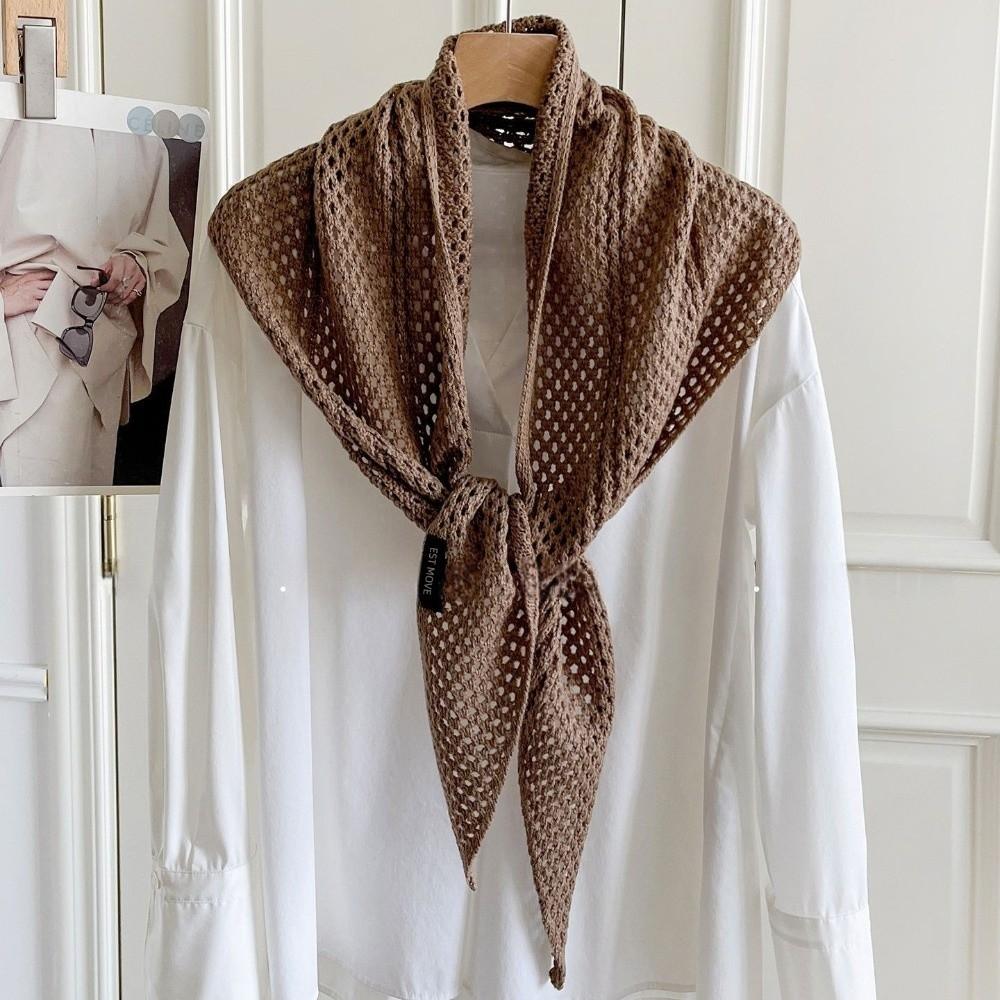 Lightweight Mesh Hollow Out Shawl Hollow Out Knit Triangle Shawl Knit Neck Scarf  Fall Winter