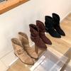 2025 Winter New Pointed Thin Heel Pile Wide Tube Versatile Fashion Martin Belt Buckle Women's Short Boots