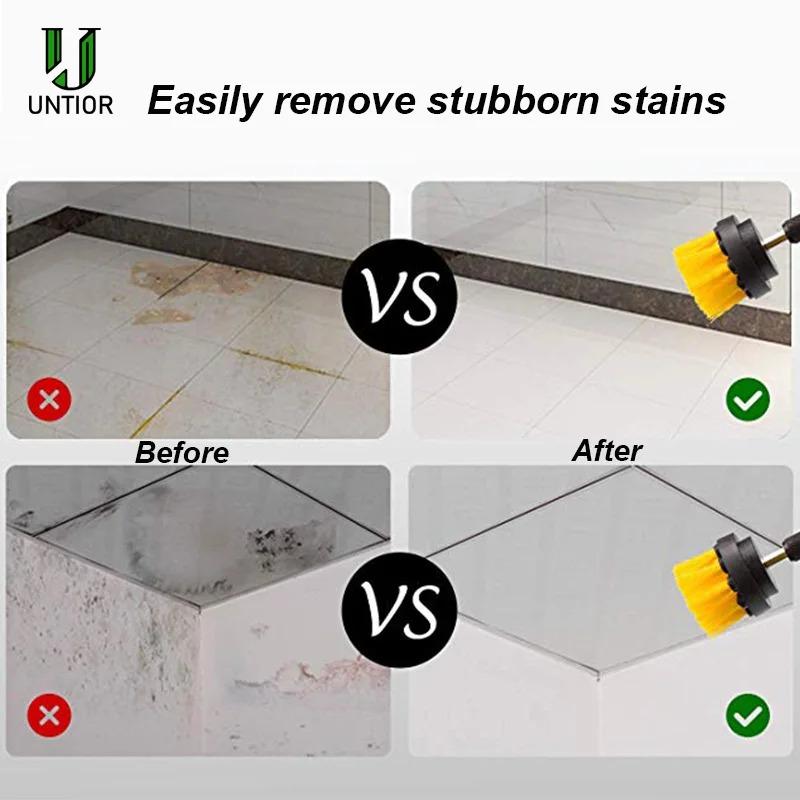 UNTIOR 3 Stück/Set Elektrischer Schrubber Bürste Bohrbürsten-Set Kunststoff Runde Reinigung Für Teppich Glas Autoreifen Nylonbürsten