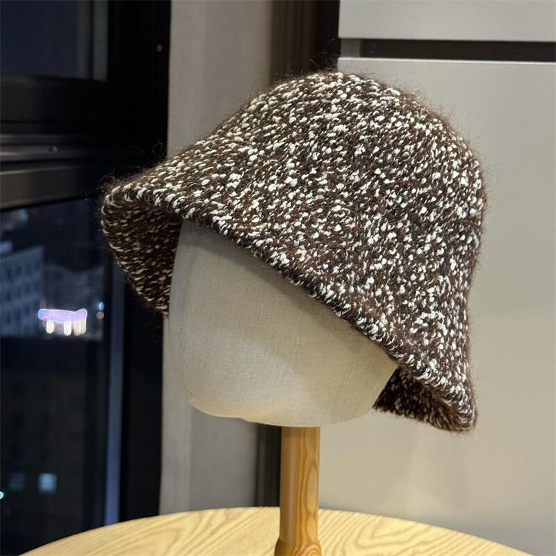 Retro Fisherman Hat Children Autumn and Winter Versatile Warm Ear Protection Bucket Hat Plain Face Covering Plush Basin Hat Tide