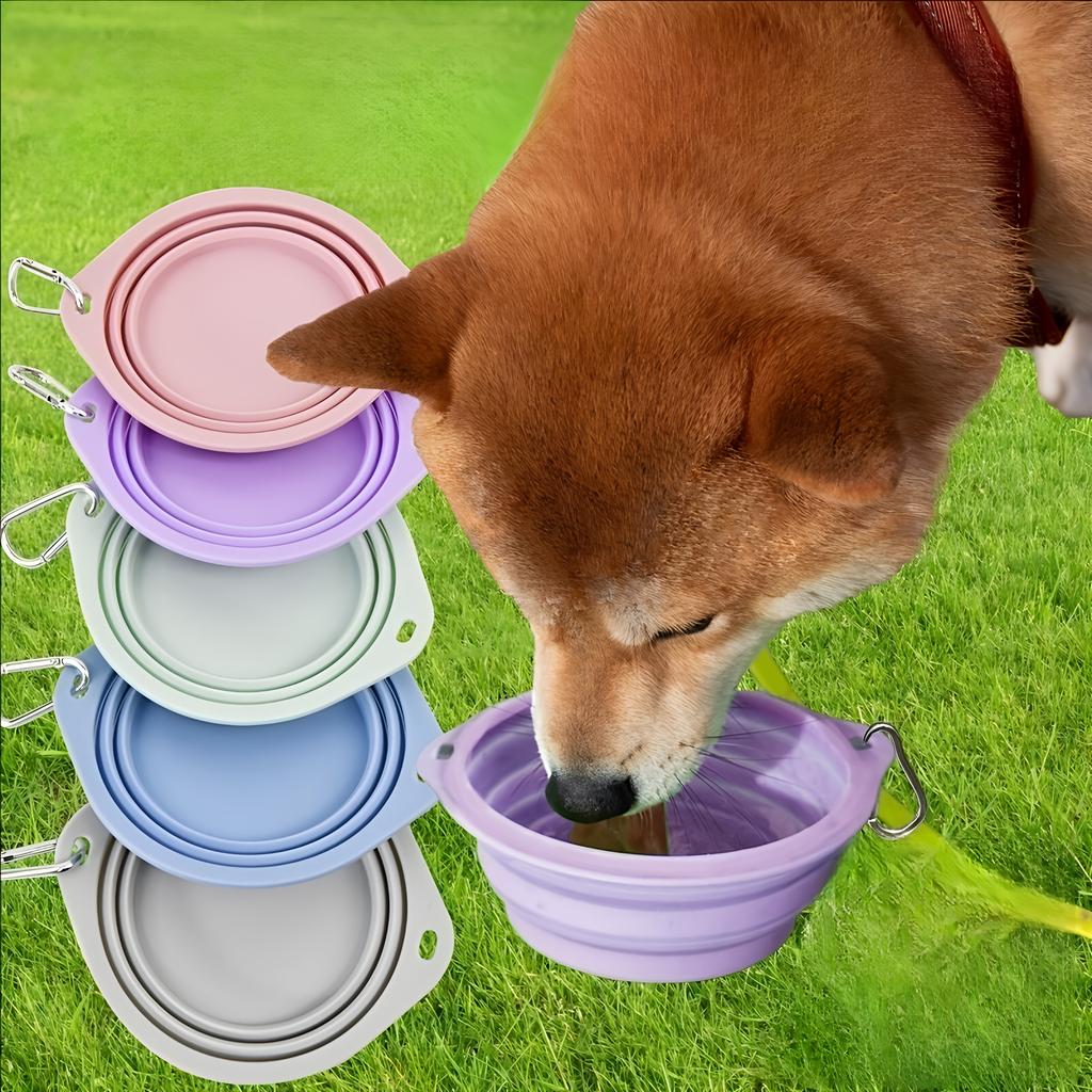 Portable Collapsible Bowl for Colorful Macarons, Suitable for Outdoor Travel with Cats and Dogs, A Hanging Rubber Bowl for Pet Drinking and Feeding