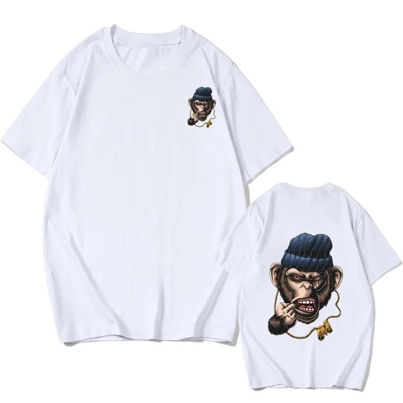 

Мужская футболка с изображением животных, хип-хоп, обезьяна, принт, повседневная, универсальная, повседневная, с коротким рукавом, европейский размер, уличная футболка Харадзюку XXXXXL розовый