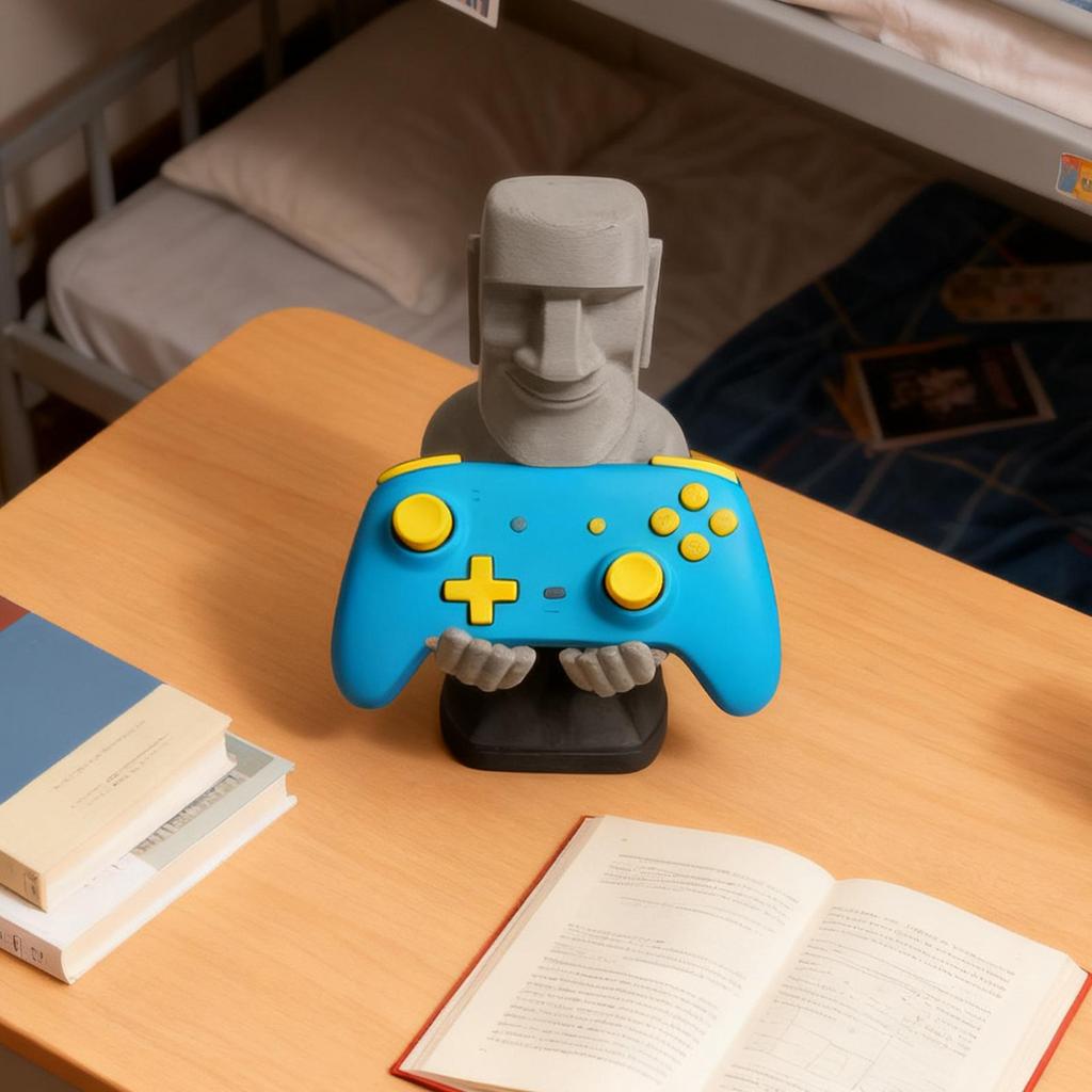 Controller Holder Stone Man Sculpture Cell Phone Cradle for Gamer Men Boys Teen Boyfriend Living Room Desk Bedroom Dorm