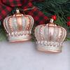 Yousheng 2 Pcs Christmas Crown Ornaments Vintage Style Plastic Red Green/Goldem Royal Crown Ornament for Xmas Tree Window Shop Home Holiday Decor