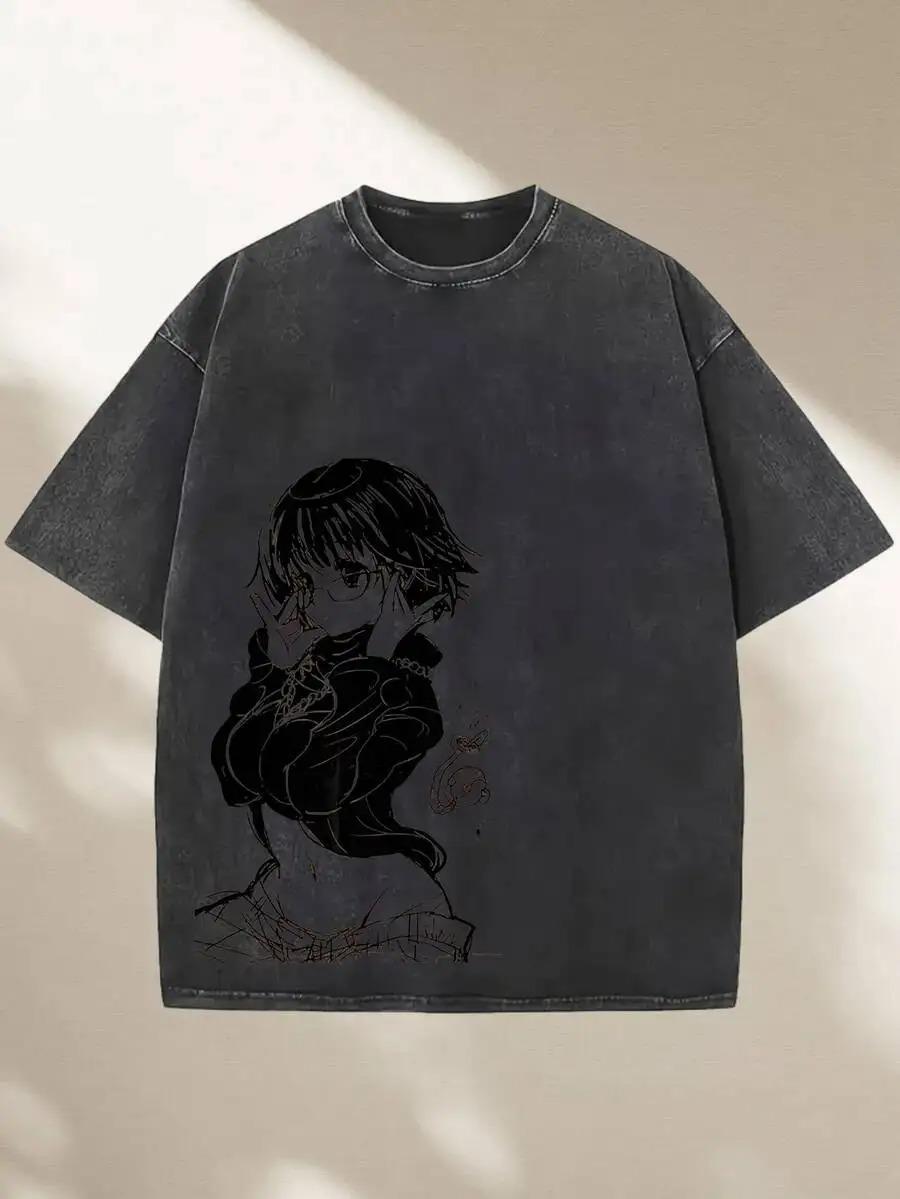 

Shizuku Print Tshirt Anime Hunter x Hunter Clothing Men Women Cotton Tshirts Retro Washed T Plus Size Streetwear Best Selling XL