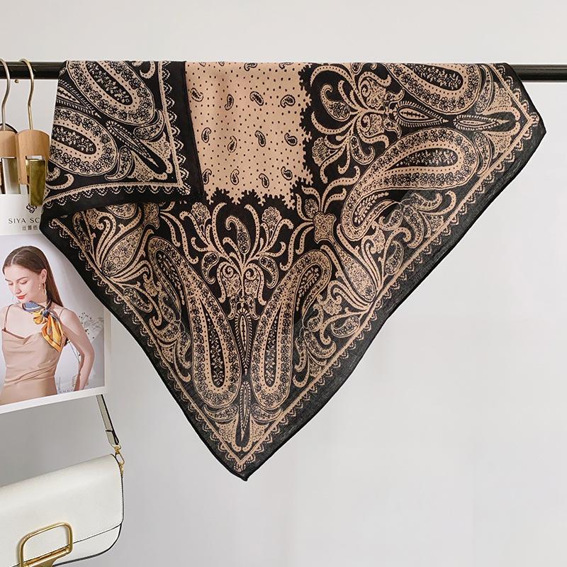 Retro French design cashew flower 68 herringbone pattern square scarf women's foreign style advanced temperament silk scarf tide