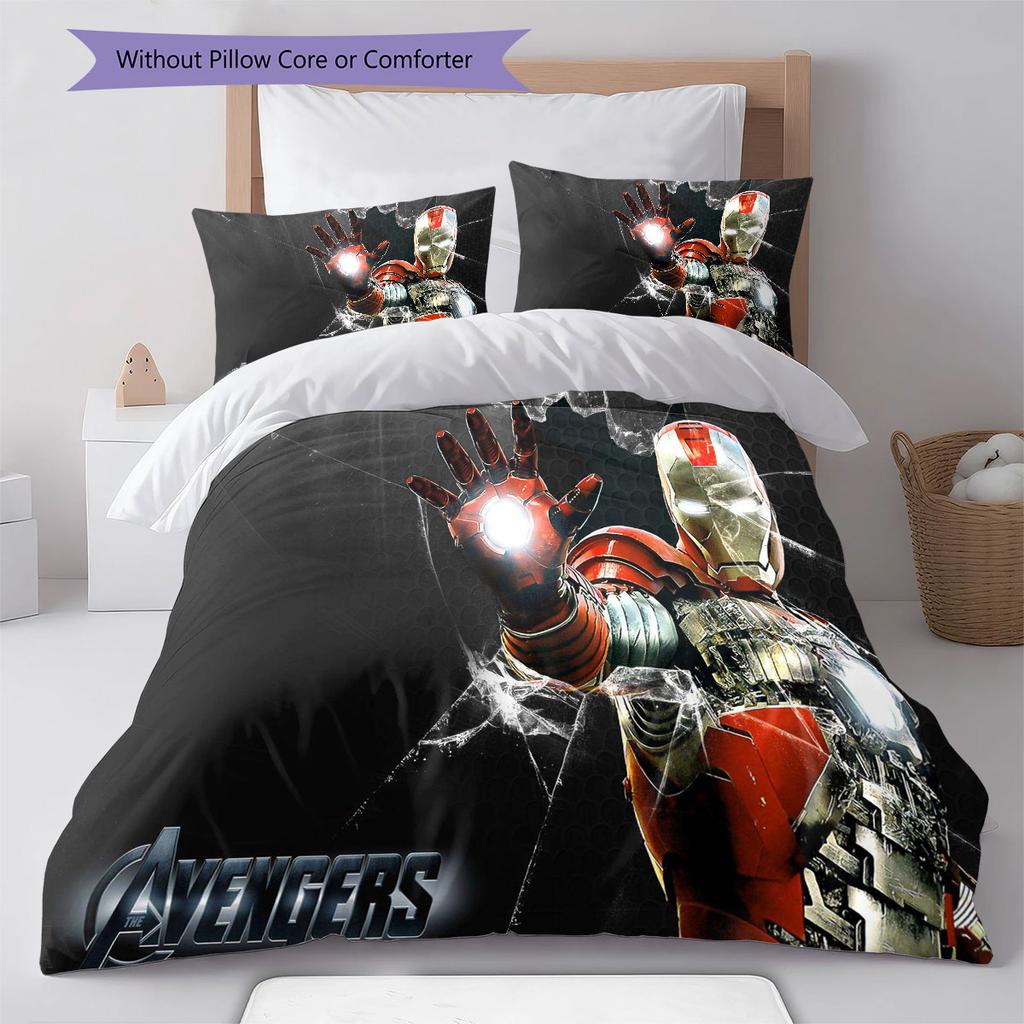 Avengers Iron Man Printed Bedding Set 3Pcs Duvet Cover Set For Kids Bedroom No Sheet No Quilt Core