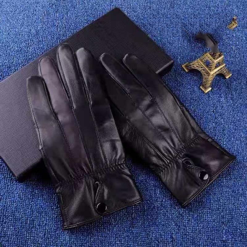 New spring and autumn women's sheepskin gloves rabbit fur ball leather velvet warm cold labor protection sheepskin gloves winter