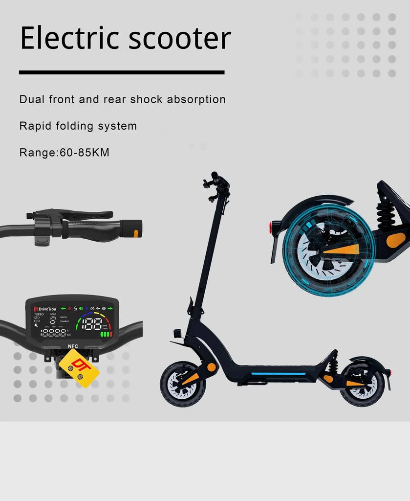 2026 New E-Scooter New model DT06 1900W Peak Power 60V18.2AH Battery 11‘’ Fat Tire Adult Electric Scooter.