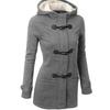 Winter Women Coat Hooded Thick Cotton Blend Jacket Cow Horn Button Autumn