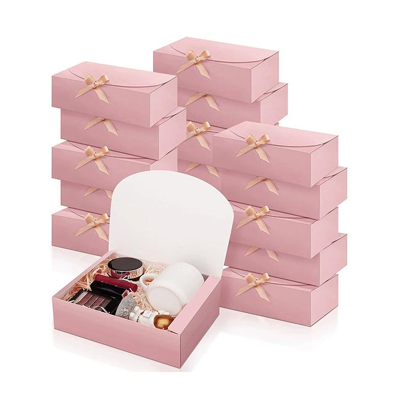 WTEMPO 10PCS Kraft Paper Gift Boxes with Ribbon Bow Multipurpose Jewelry Display Packaging Ideal for Bridesmaid Gifts Wedding Favors