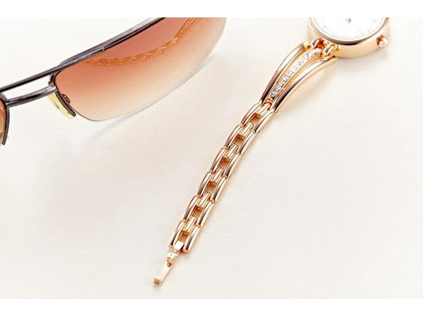 Echte Damen Strass Stahlband Runde Uhr - Koreanischer Stil Studentenmode