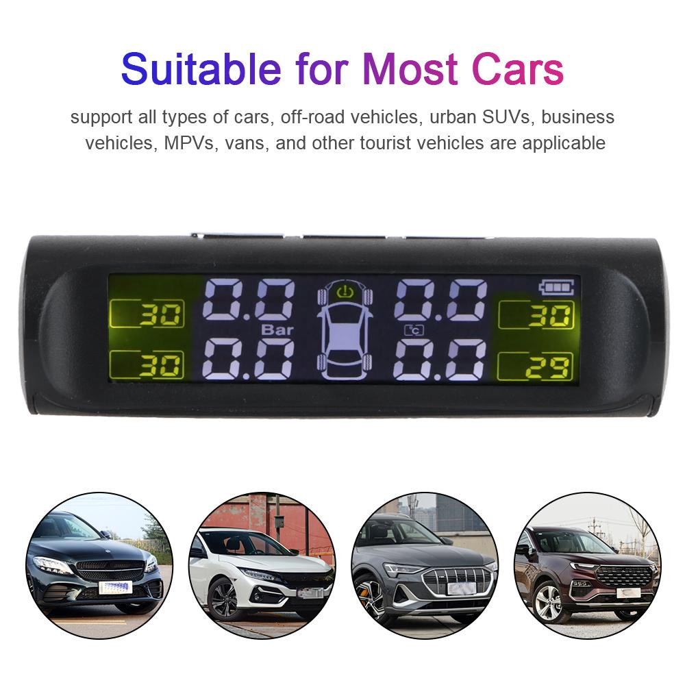 Tyre Pressure Monitoring System Car Accessories Tire Diagnostic Kit Digital LCD Display Solar TPMS