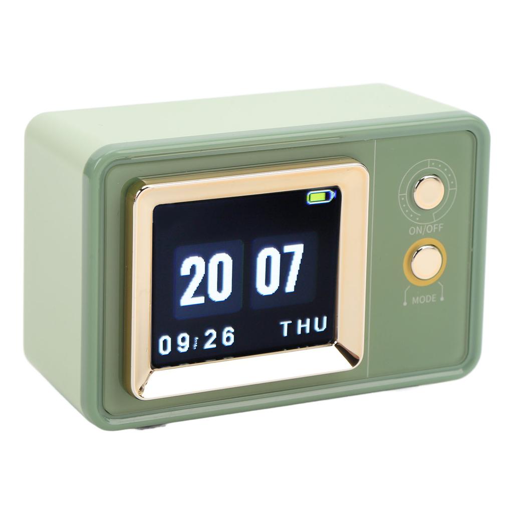 Compact BT Speaker Dynamic Scene Lyrics Desktop Clock Calendar Projection Screen Speaker for Daily and Party Retro Green