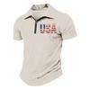 Men’s Short Sleeve Polo Shirt with Zipper Collar USA Letter Print 1776-2026 Casual Lightweight Top for Everyday Wear