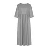 Women's Summer Color Round Neck Half Sleeve Casual Long Color Dress