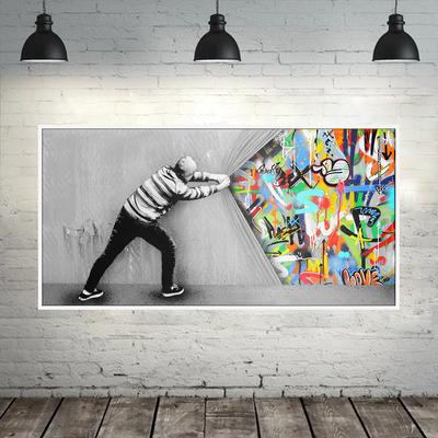 Graffiti-Kunst-Wandbilder für Wohnzimmer hinter dem Vorhang Pop Street Art Leinwandmalerei Wandkunst Poster und Drucke Quadros
