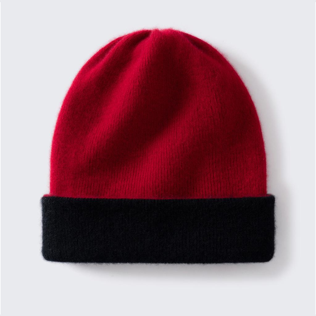 New Cashmere Hat% Pure Cashmere New Color Matching Warm Bag Head Ear Protection Knitted Hat