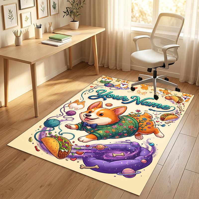 Celebration Party Theme Crystal Velvet Rug Personalized Custom Name Text Soft Floor Mat Home Decor
