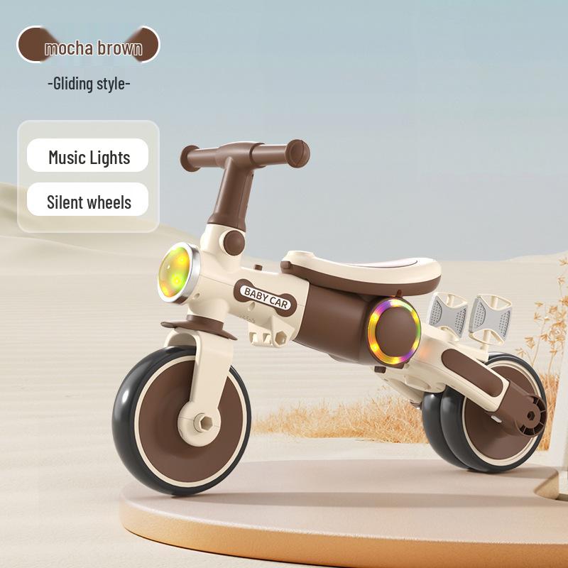 Kids' Tricycle Stroller with Pedal Car, Balance Bike, Music, and Lights for Ages 1-5